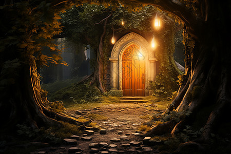神秘的森林之门图片