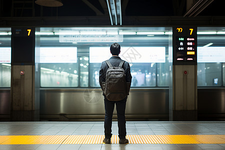 火车站等待的男子图片