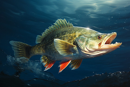 河中张开嘴的鱼背景图片