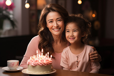 妈妈为女儿庆祝生日图片