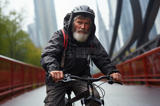 中年男子骑自行车旅行图片
