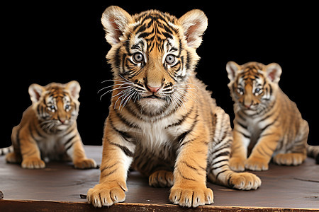 三只小虎崽工艺品图片