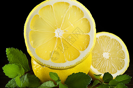 柠檬和薄荷背景图片