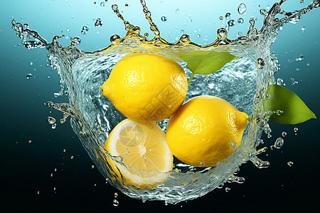 柠檬溅起的水图片