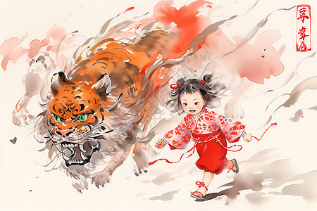 小女孩与狮共舞图片
