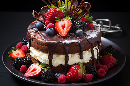 美味的巧克力奶油蛋糕图片