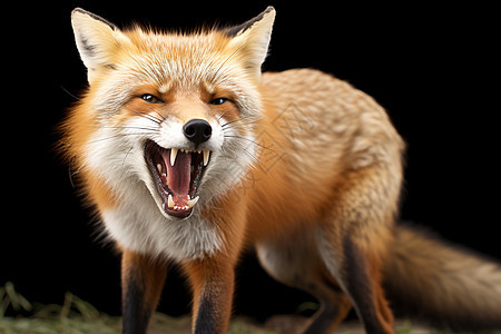 张嘴嚎叫的狐狸背景图片