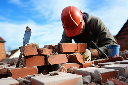 房屋建筑工地的工人背景图片