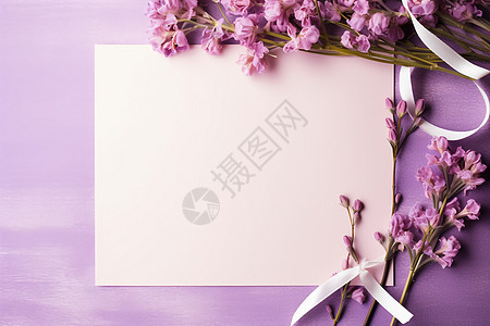 桌子上的花束和纸张背景图片