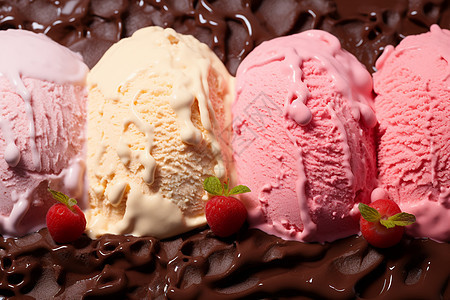 清凉夏日的冰淇淋冷饮背景图片