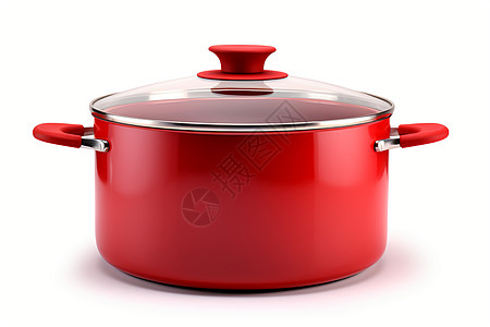 红色的平底汤锅背景图片