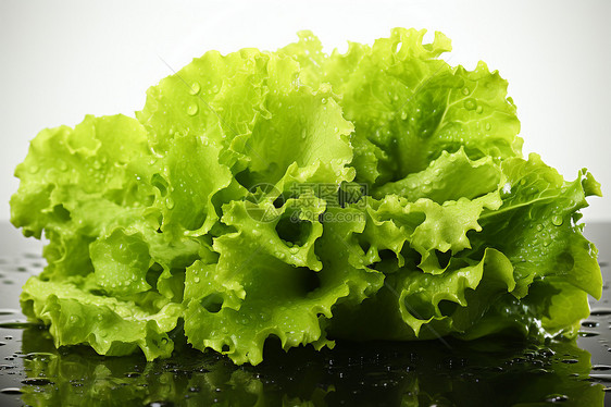 水珠点缀的绿叶蔬菜图片