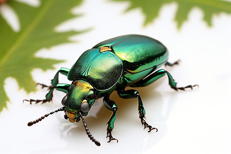 一只青绿色甲虫图片