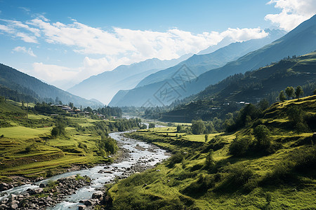 峡谷中的自然河流背景图片