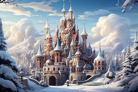 欢乐的冬日童话城堡图片