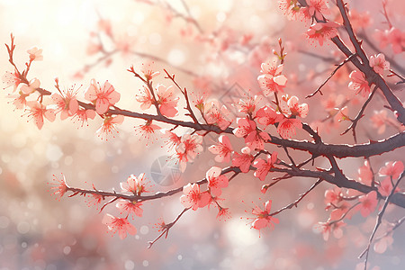 春季绽放的樱花花朵背景图片