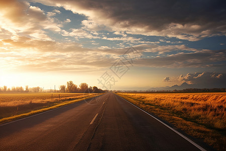 风景如画荷兰一条长长的公路背景