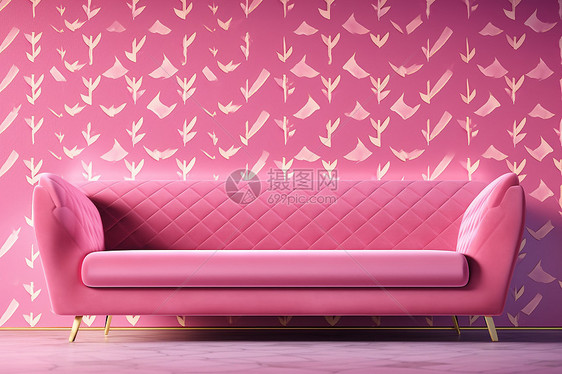粉色浪漫的天鹅绒沙发图片