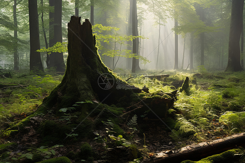 迷雾中的孤树图片