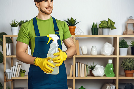 家政清洁的男子背景图片