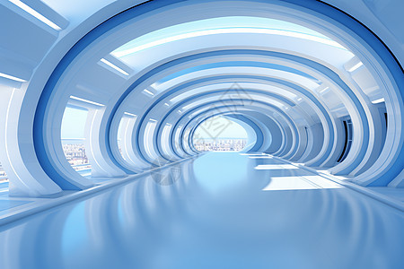 蓝天隧道的壮观景象图片