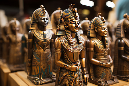 古埃及文化的金色雕像背景图片