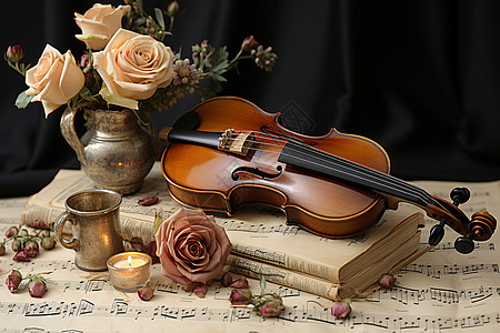弦乐器表演的小提琴背景图片