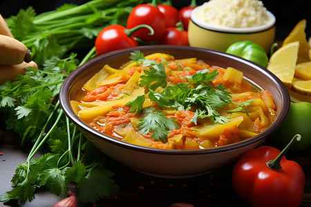 健康美味的扁豆番茄炖菜图片
