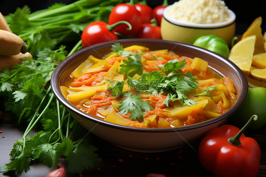 健康美味的扁豆番茄炖菜图片