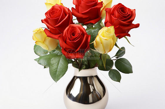 花瓶里浪漫的花束图片