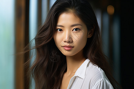 特写漂亮年轻的亚洲女性图片