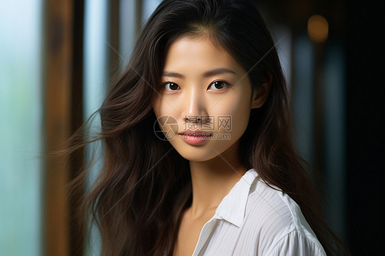 特写漂亮年轻的亚洲女性图片