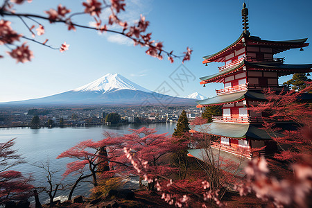 晨曦的富士山图片