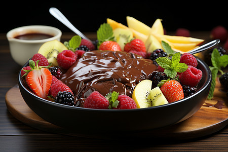 甜美诱人的水果巧克力套餐图片