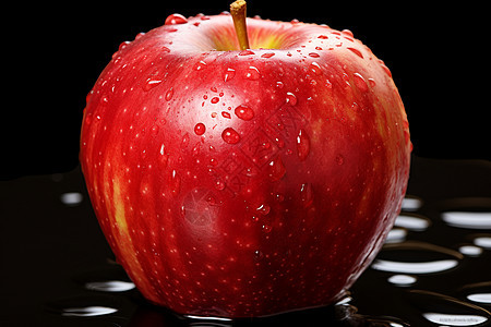 水滴洒在红苹果上图片