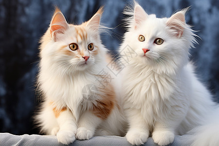 两只白猫在沙发上图片