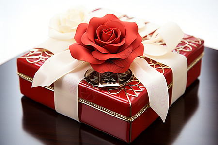 一盒带有玫瑰盒子图片