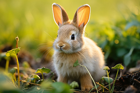 可爱的小兔子在草地上图片