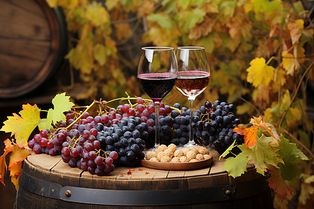 红酒与葡萄的秋日之美图片
