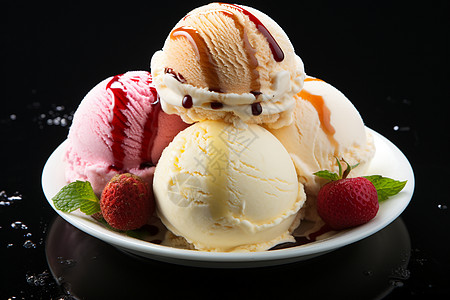 盘子里面甜蜜的冰淇淋图片