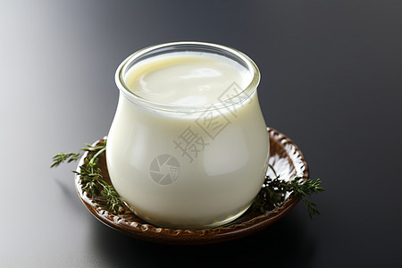 玻璃杯里面健康的发酵酸奶图片