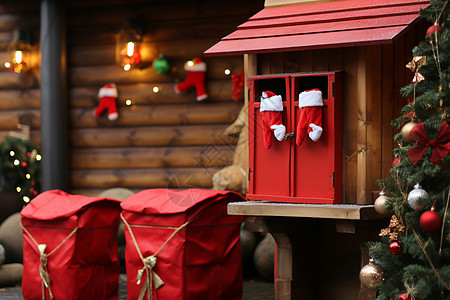 圣诞节红色的邮箱图片
