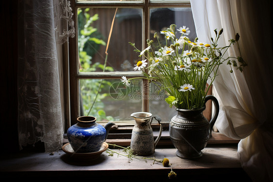 窗前花瓶图片