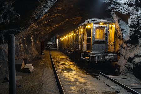 矿山隧道里的火车图片