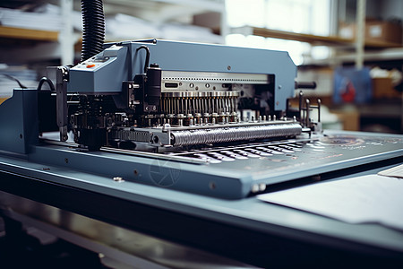 海德堡印刷机工厂内的印刷机机器背景