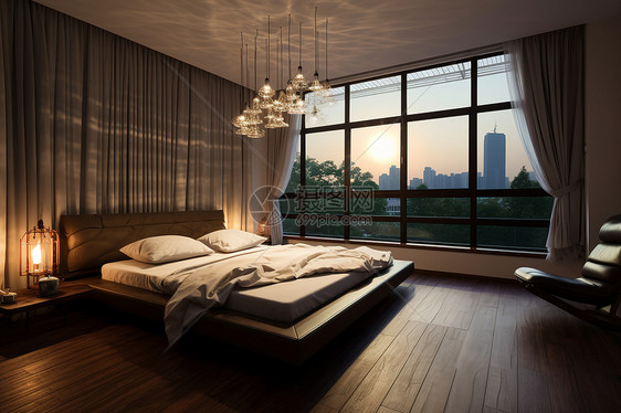 夕阳下的卧室图片