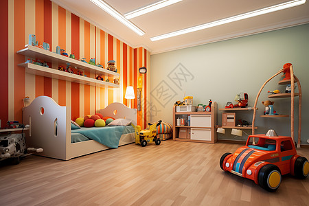 地板儿童可爱的儿童卧室背景