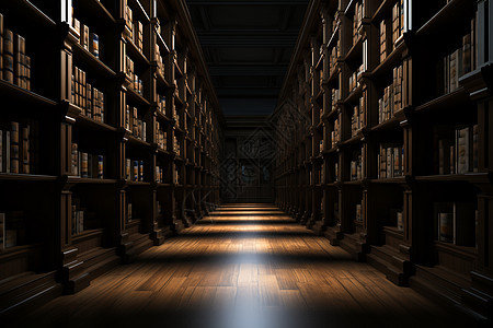 昏暗的图书馆背景图片