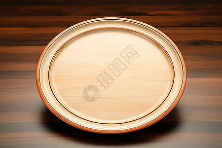 木桌上的盘子图片
