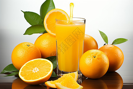 清新可口的橙汁背景图片